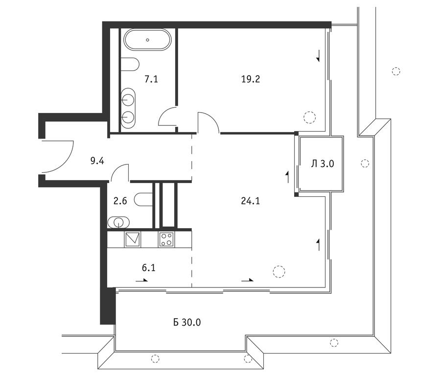 1-BD Apartment Sale, 79平方米 at Badaevskiy, Kutuzovsky Avenue, 12с3, Moscow, Russia #1