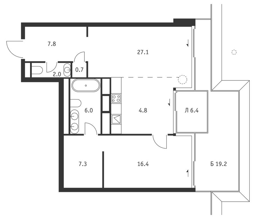 1-BD Apartment Sale, 80.2 sq. m. at Badaevskiy, Kutuzovsky Avenue, 12с3, Moscow, Russia #1 1-BD Apartment Sale, 80.2 sq. m. at Badaevskiy, Kutuzovsky Avenue, 12с3, Moscow, Russia #1