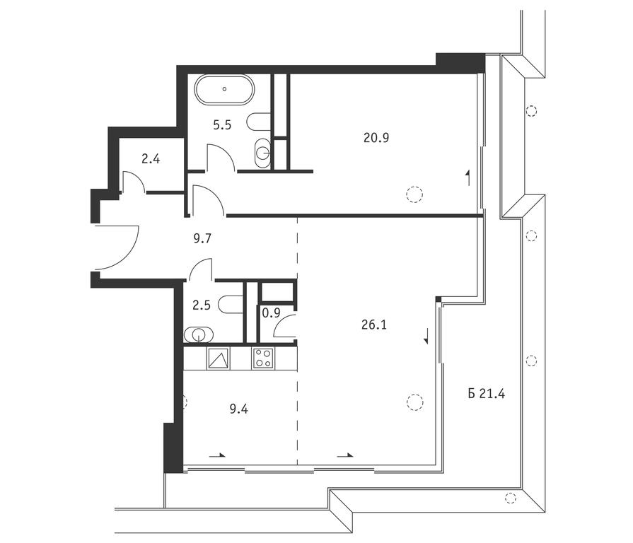 1-BD Apartment Sale, 83.8平方米 at Badaevskiy, Kutuzovsky Avenue, 12с3, Moscow, Russia #1 1-BD Apartment Sale, 83.8平方米 at Badaevskiy, Kutuzovsky Avenue, 12с3, Moscow, Russia #1