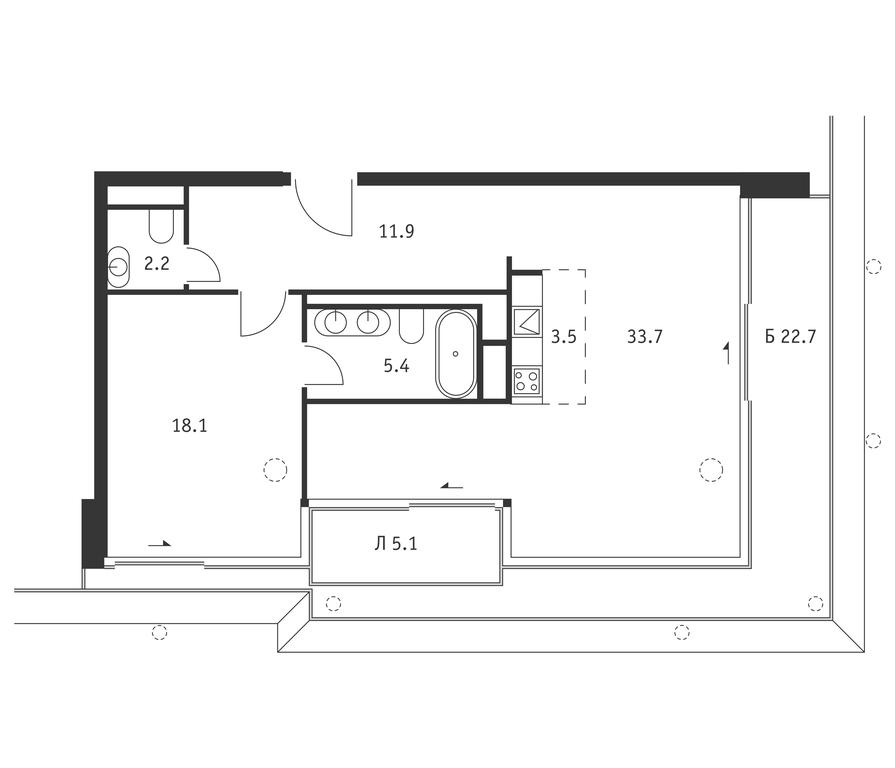 1-BD Apartment Sale, 84.2 sq. m. at Badaevskiy, Kutuzovsky Avenue, 12с3, Moscow, Russia #1