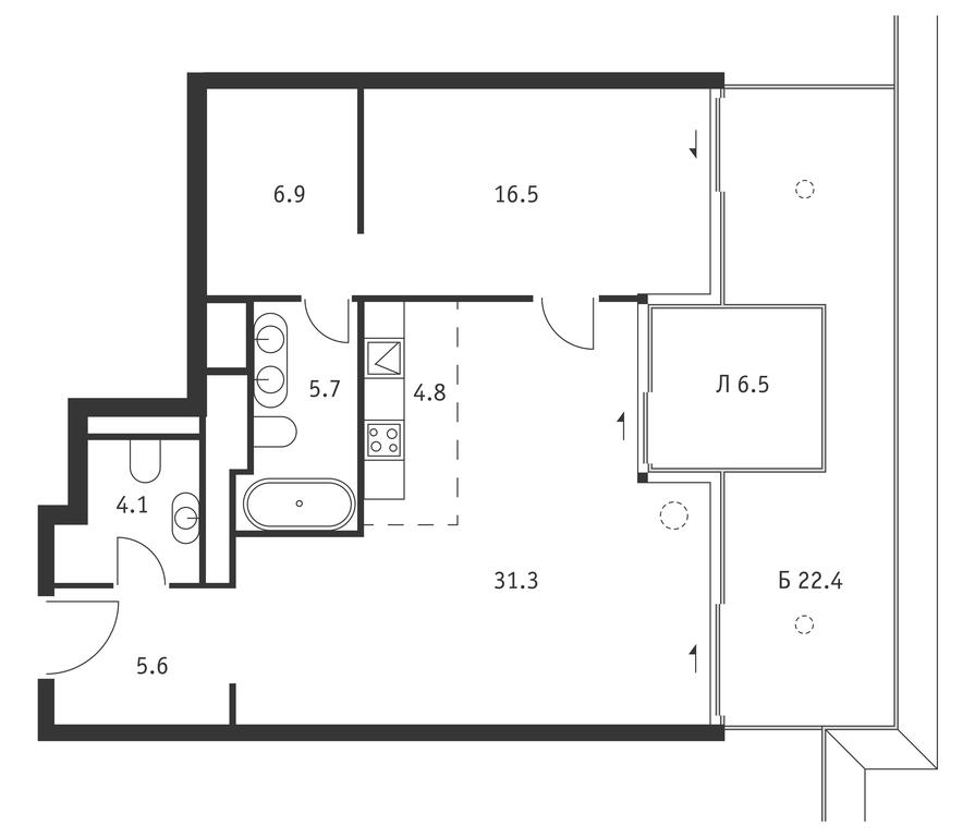 1-BD Apartment Sale, 84.9 sq. m. at Badaevskiy, Kutuzovsky Avenue, 12с3, Moscow, Russia #1 1-BD Apartment Sale, 84.9 sq. m. at Badaevskiy, Kutuzovsky Avenue, 12с3, Moscow, Russia #1