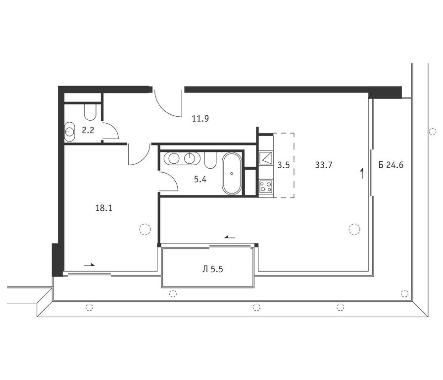 1-BD Apartment Sale, 85平方米 at Badaevskiy, Kutuzovsky Avenue, 12с3, Moscow, Russia #1