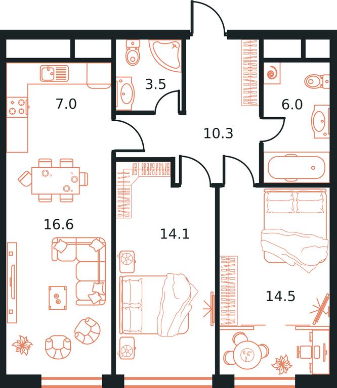 3-BD Apartment Sale, 72 sq. m. at West Tower, Aminyevskoye Highway, 6, Moscow, Russia #1 3-BD Apartment Sale, 72 sq. m. at West Tower, Aminyevskoye Highway, 6, Moscow, Russia #1
