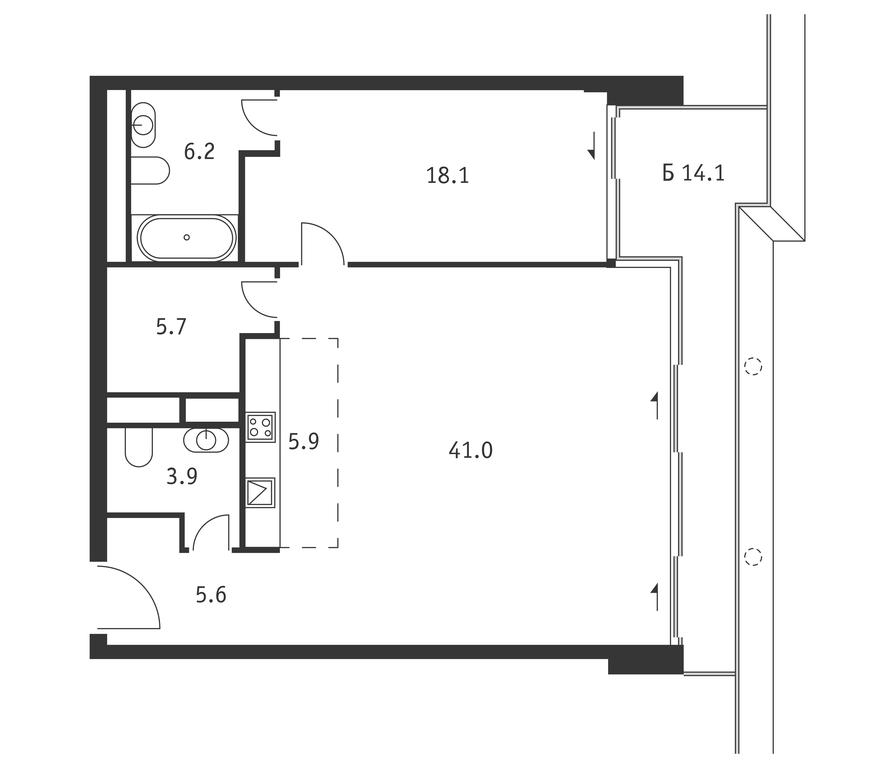 1-BD Apartment Sale, 90.6 sq. m. at Badaevskiy, Kutuzovsky Avenue, 12с3, Moscow, Russia #1