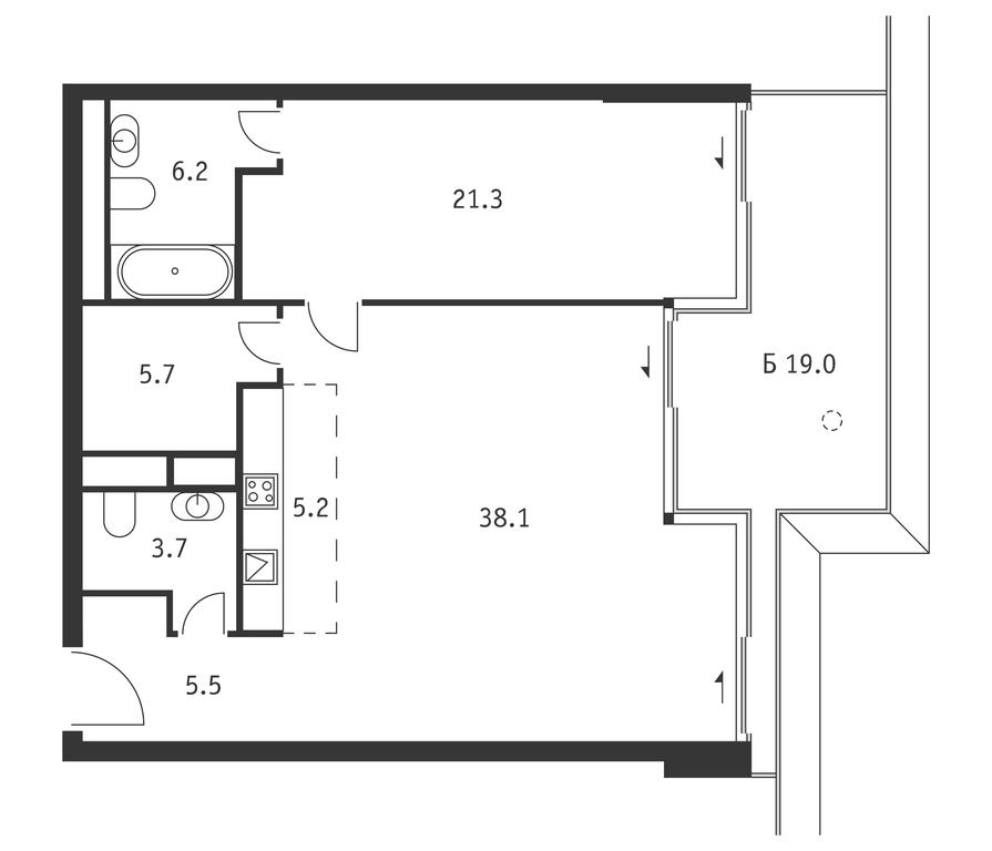 1-BD Apartment Sale, 91.4平方米 at Badaevskiy, Kutuzovsky Avenue, 12с3, Moscow, Russia #1