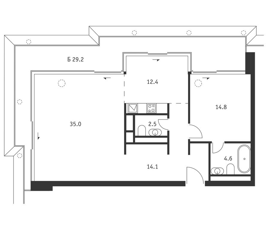 1-BD Apartment Sale, 92.2 sq. m. at Badaevskiy, Kutuzovsky Avenue, 12с3, Moscow, Russia #1 1-BD Apartment Sale, 92.2 sq. m. at Badaevskiy, Kutuzovsky Avenue, 12с3, Moscow, Russia #1