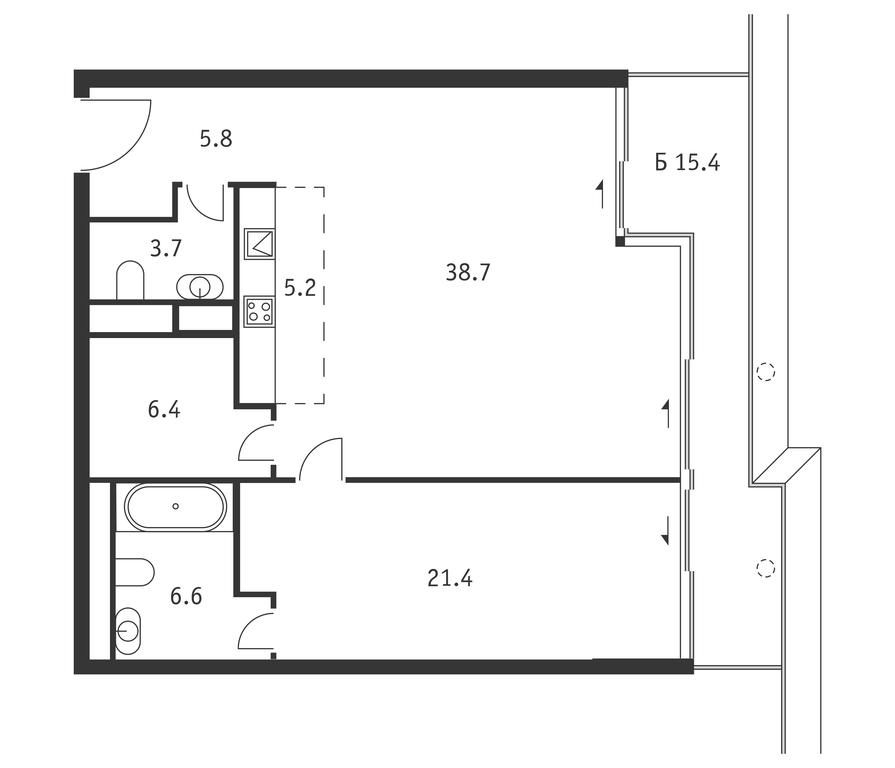 1-BD Apartment Sale, 92.4 sq. m. at Badaevskiy, Kutuzovsky Avenue, 12с3, Moscow, Russia #1