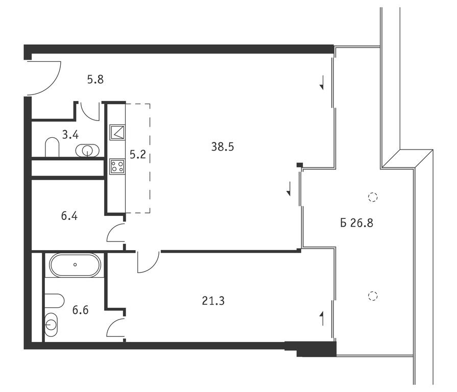 1-BD Apartment Sale, 95.2 sq. m. at Badaevskiy, Kutuzovsky Avenue, 12с3, Moscow, Russia #1 1-BD Apartment Sale, 95.2 sq. m. at Badaevskiy, Kutuzovsky Avenue, 12с3, Moscow, Russia #1
