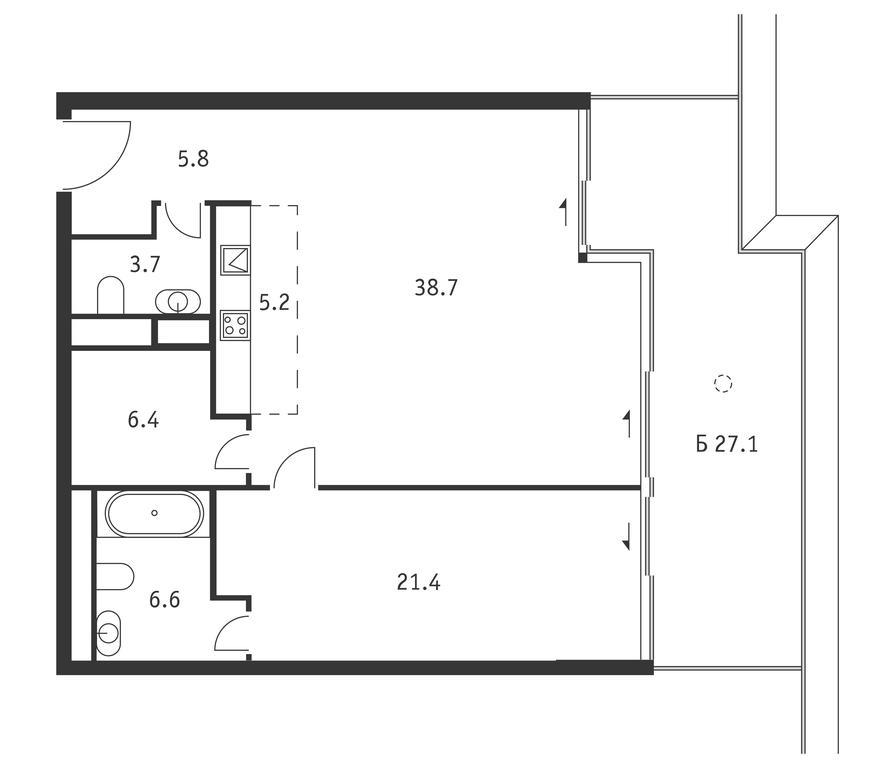 1-BD Apartment Sale, 95.9 sq. m. at Badaevskiy, Kutuzovsky Avenue, 12с3, Moscow, Russia #1