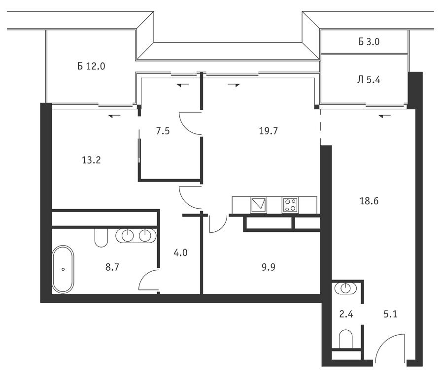 2-BD Apartment Sale, 96.3平方米 at Badaevskiy, Kutuzovsky Avenue, 12с3, Moscow, Russia #1 2-BD Apartment Sale, 96.3平方米 at Badaevskiy, Kutuzovsky Avenue, 12с3, Moscow, Russia #1