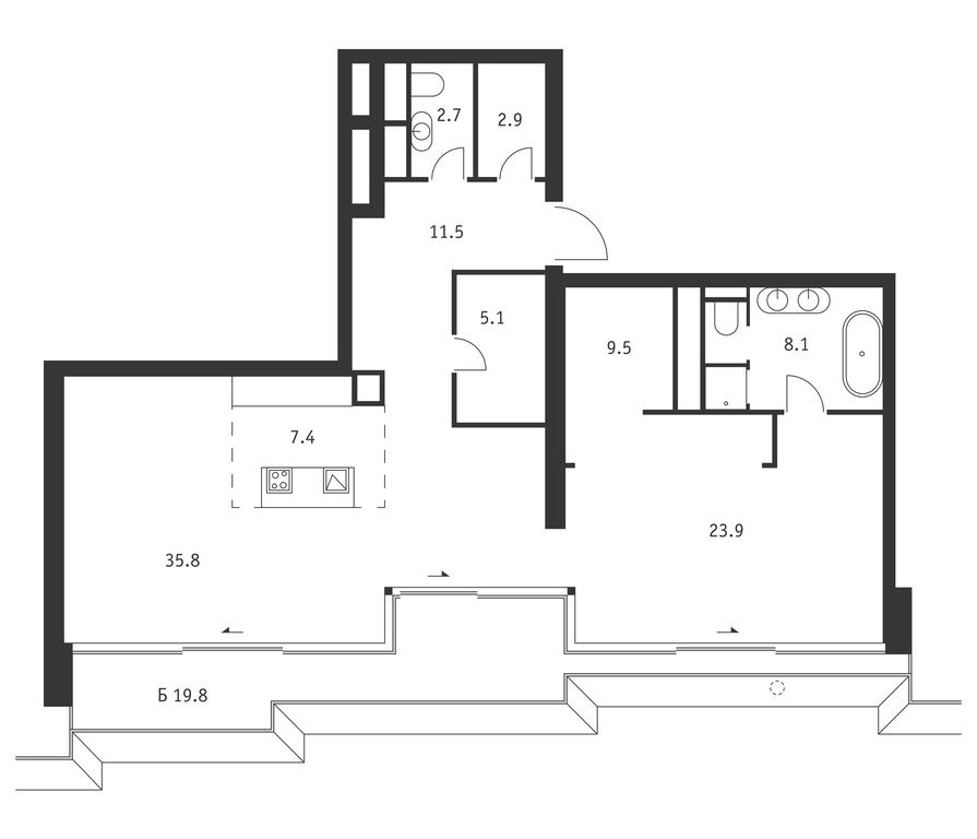 1-BD Apartment Sale, 112.8 sq. m. at Badaevskiy, Kutuzovsky Avenue, 12с3, Moscow, Russia #1 1-BD Apartment Sale, 112.8 sq. m. at Badaevskiy, Kutuzovsky Avenue, 12с3, Moscow, Russia #1