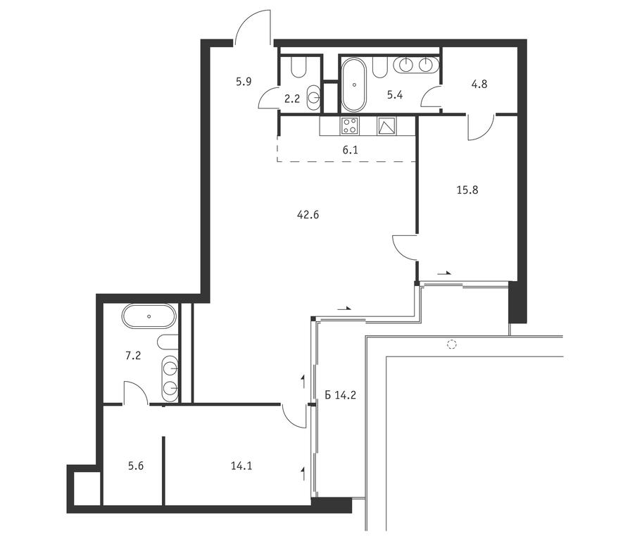 2-BD Apartment Sale, 114 sq. m. at Badaevskiy, Kutuzovsky Avenue, 12с3, Moscow, Russia #1