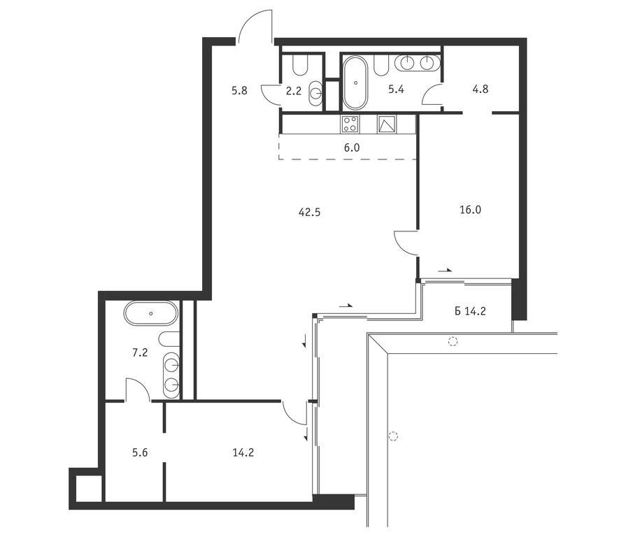 2-BD Apartment Sale, 114平方米 at Badaevskiy, Kutuzovsky Avenue, 12с3, Moscow, Russia #1