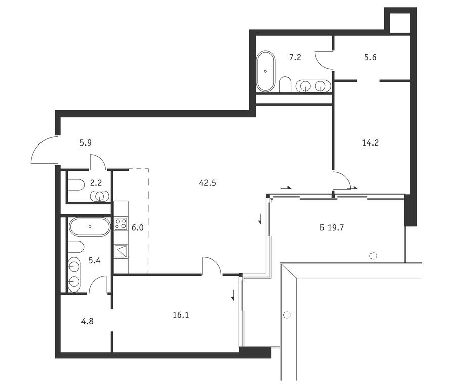2-BD Apartment Sale, 115.8 sq. m. at Badaevskiy, Kutuzovsky Avenue, 12с3, Moscow, Russia #1