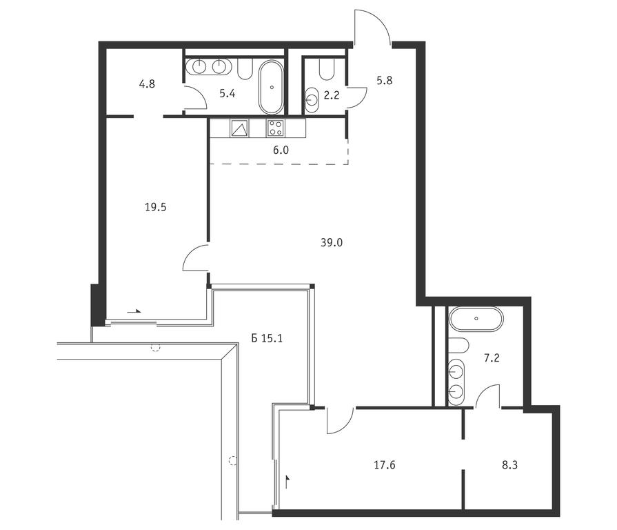 2-BD Apartment Sale, 120.3 sq. m. at Badaevskiy, Kutuzovsky Avenue, 12с3, Moscow, Russia #1 2-BD Apartment Sale, 120.3 sq. m. at Badaevskiy, Kutuzovsky Avenue, 12с3, Moscow, Russia #1