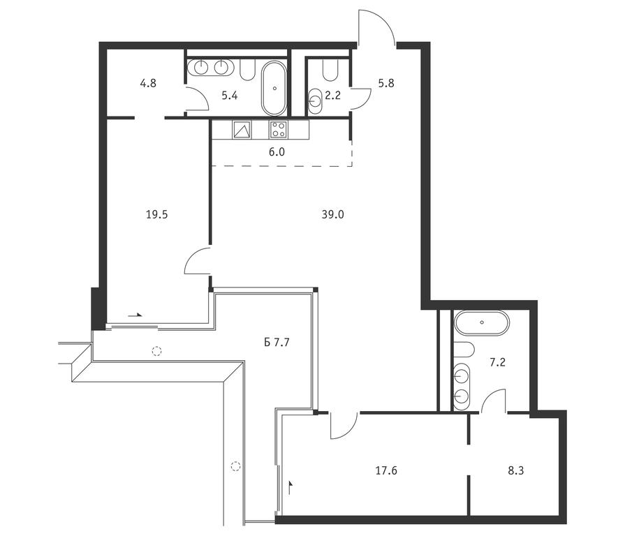 2-BD Apartment Sale, 121.1平方米 at Badaevskiy, Kutuzovsky Avenue, 12с3, Moscow, Russia #1