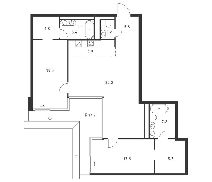 2-BD Apartment Sale, 121.1平方米 at Badaevskiy, Kutuzovsky Avenue, 12с3, Moscow, Russia #1 2-BD Apartment Sale, 121.1平方米 at Badaevskiy, Kutuzovsky Avenue, 12с3, Moscow, Russia #1