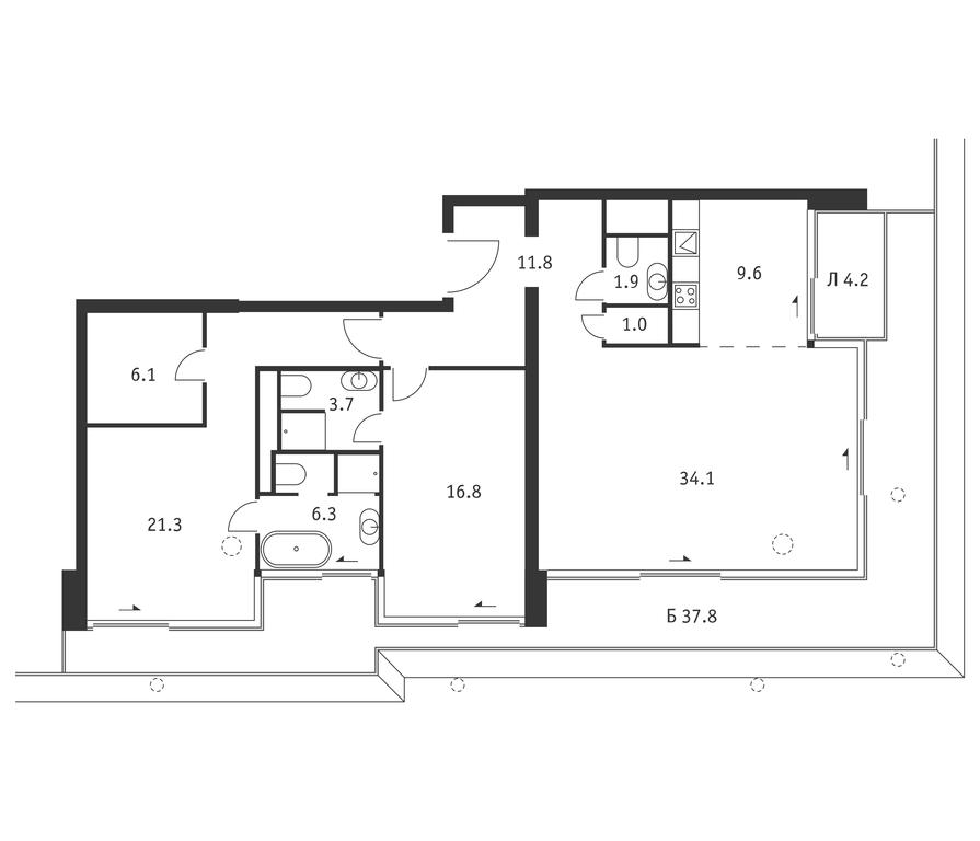2-BD Apartment Sale, 126 sq. m. at Badaevskiy, Kutuzovsky Avenue, 12с3, Moscow, Russia #1 2-BD Apartment Sale, 126 sq. m. at Badaevskiy, Kutuzovsky Avenue, 12с3, Moscow, Russia #1