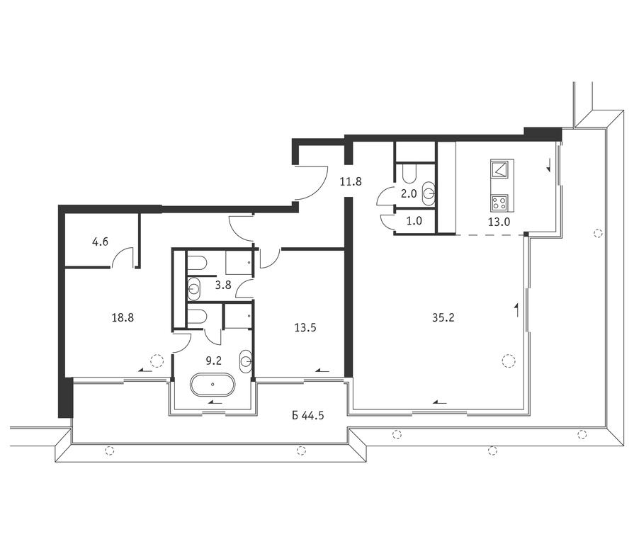 2-BD Apartment Sale, 126.3 sq. m. at Badaevskiy, Kutuzovsky Avenue, 12с3, Moscow, Russia #1 2-BD Apartment Sale, 126.3 sq. m. at Badaevskiy, Kutuzovsky Avenue, 12с3, Moscow, Russia #1