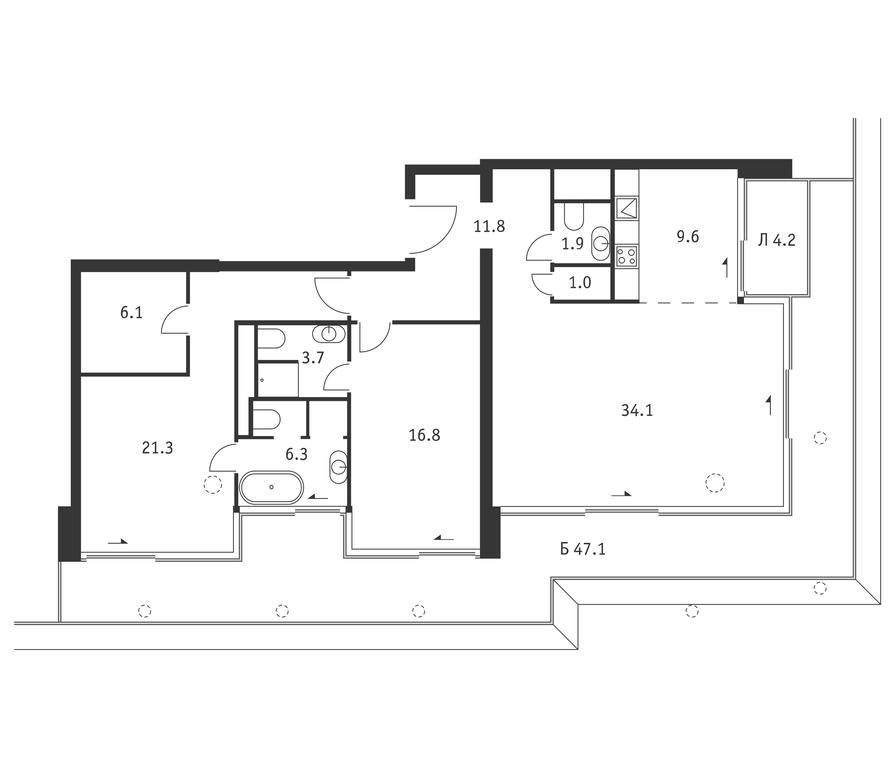 2-BD Apartment Sale, 128.8 sq. m. at Badaevskiy, Kutuzovsky Avenue, 12с3, Moscow, Russia #1 2-BD Apartment Sale, 128.8 sq. m. at Badaevskiy, Kutuzovsky Avenue, 12с3, Moscow, Russia #1