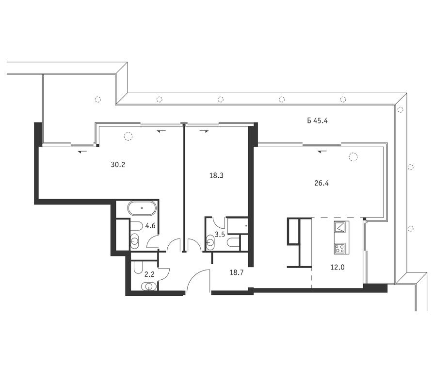 2-BD Apartment Sale, 129.5 sq. m. at Badaevskiy, Kutuzovsky Avenue, 12с3, Moscow, Russia #1