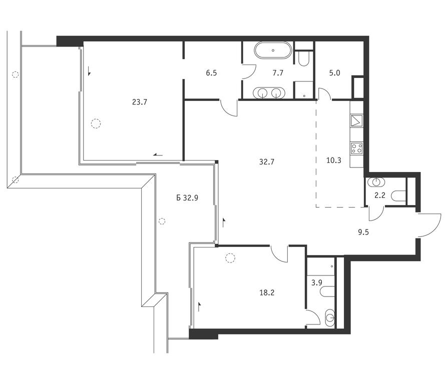 2-BD Apartment Sale, 129.6 sq. m. at Badaevskiy, Kutuzovsky Avenue, 12с3, Moscow, Russia #1