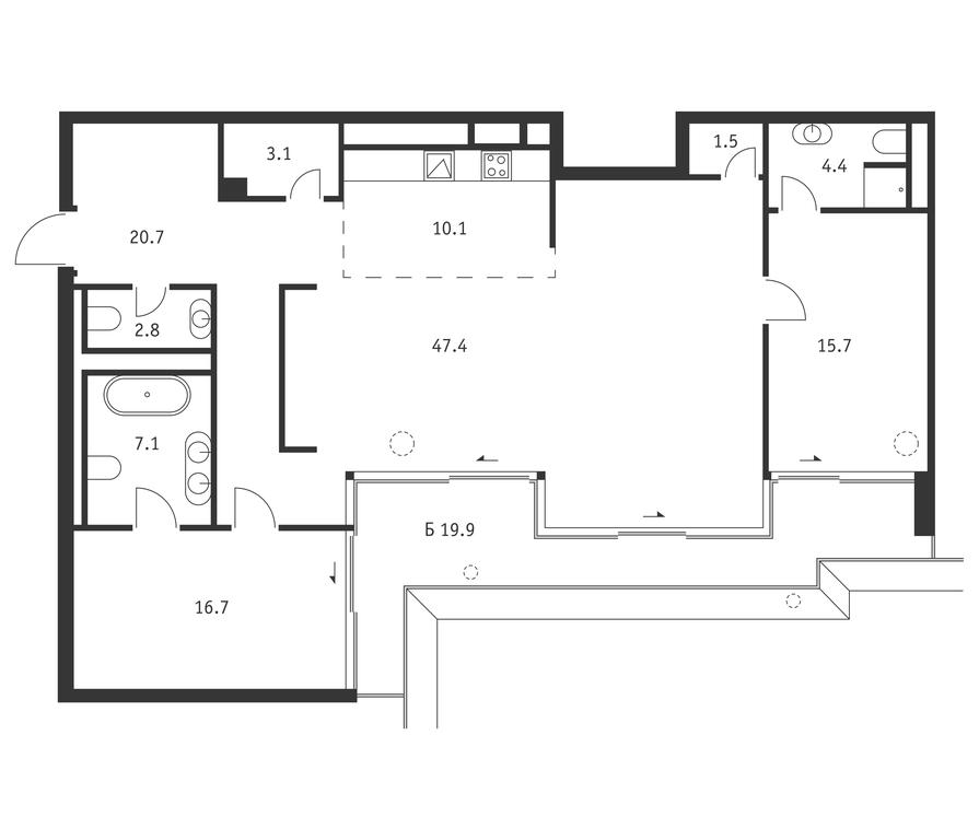 2-BD Apartment Sale, 135.5 sq. m. at Badaevskiy, Kutuzovsky Avenue, 12с3, Moscow, Russia #1 2-BD Apartment Sale, 135.5 sq. m. at Badaevskiy, Kutuzovsky Avenue, 12с3, Moscow, Russia #1