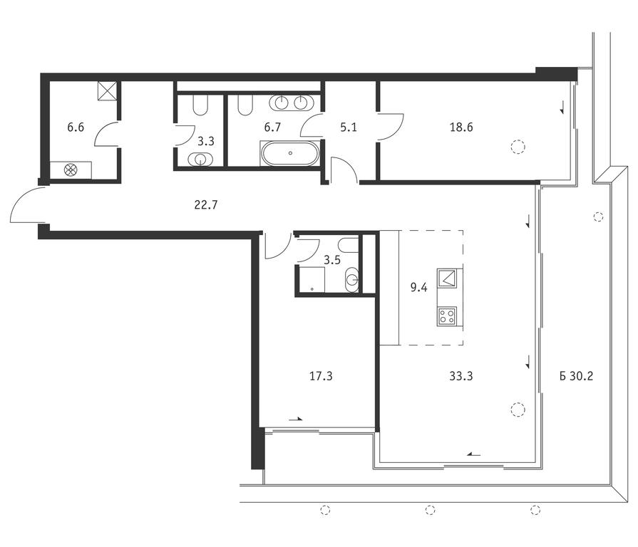 2-BD Apartment Sale, 135.6平方米 at Badaevskiy, Kutuzovsky Avenue, 12с3, Moscow, Russia #1