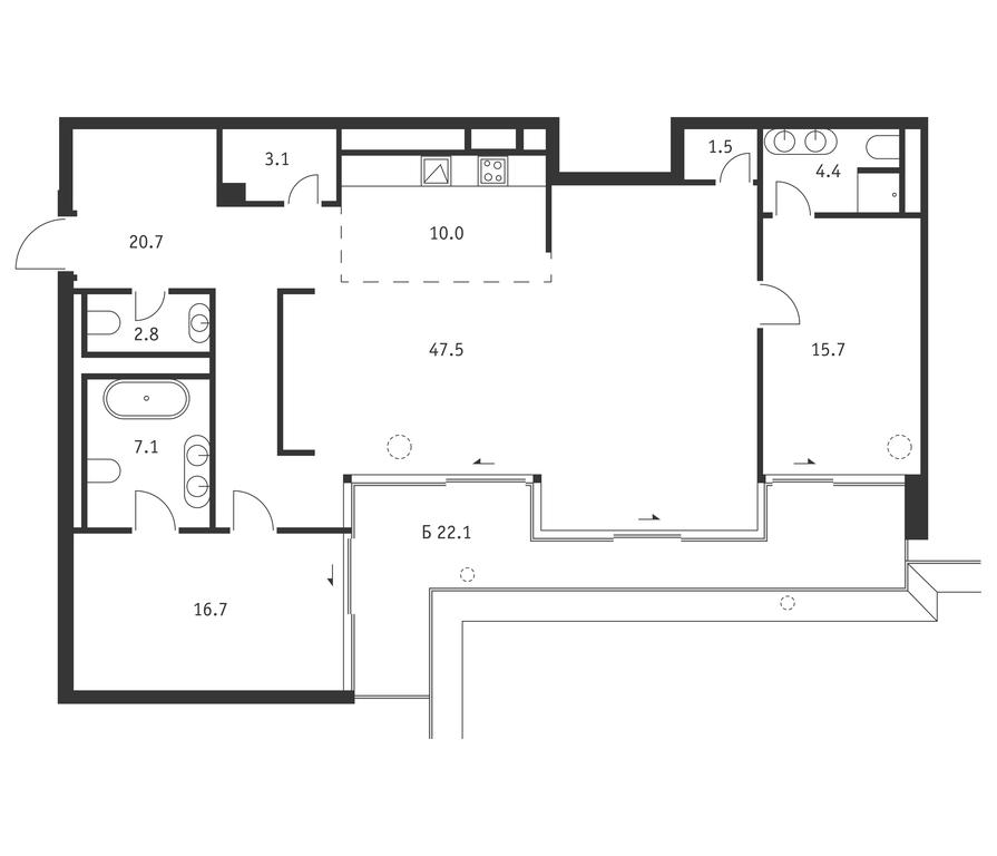 2-BD Apartment Sale, 136.1平方米 at Badaevskiy, Kutuzovsky Avenue, 12с3, Moscow, Russia #1 2-BD Apartment Sale, 136.1平方米 at Badaevskiy, Kutuzovsky Avenue, 12с3, Moscow, Russia #1