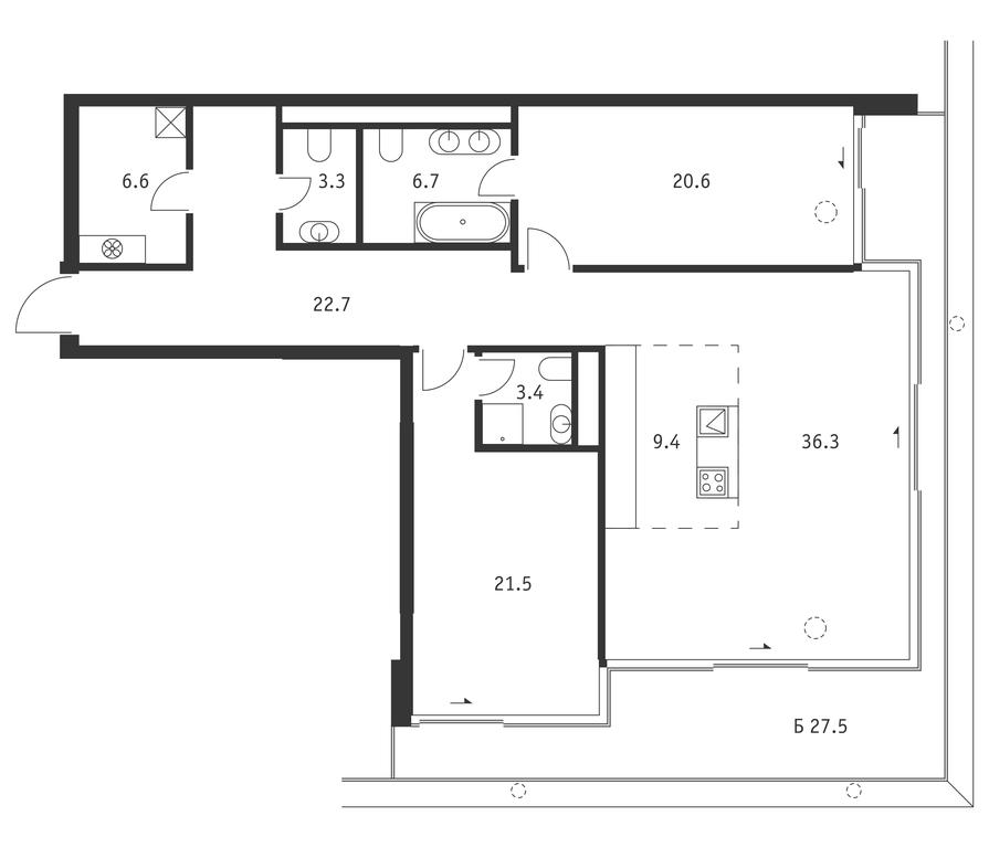 2-BD Apartment Sale, 138.8 sq. m. at Badaevskiy, Kutuzovsky Avenue, 12с3, Moscow, Russia #1