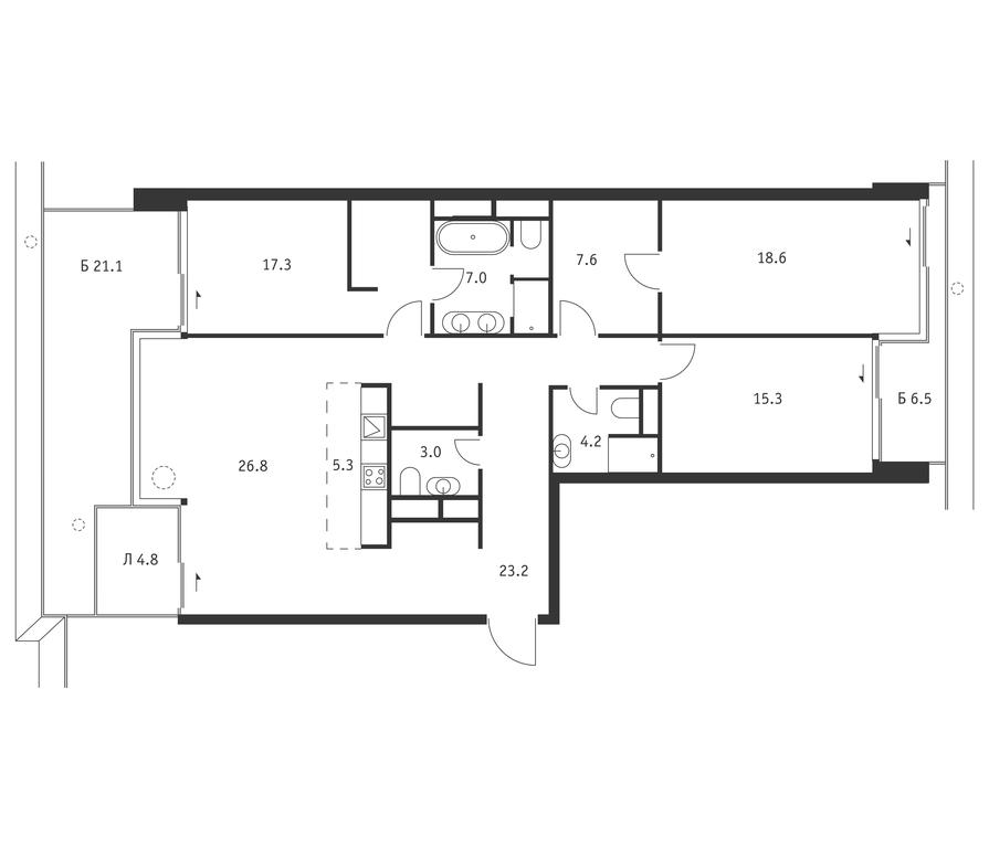 3-BD Apartment Sale, 139 sq. m. at Badaevskiy, Kutuzovsky Avenue, 12с3, Moscow, Russia #1