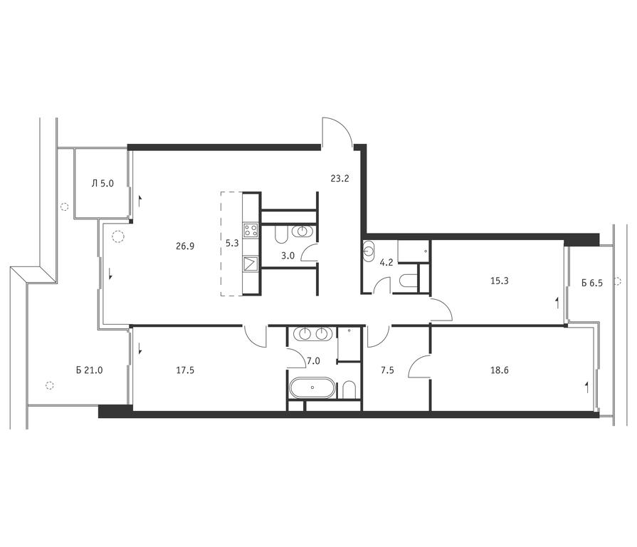 3-BD Apartment Sale, 139.3 sq. m. at Badaevskiy, Kutuzovsky Avenue, 12с3, Moscow, Russia #1