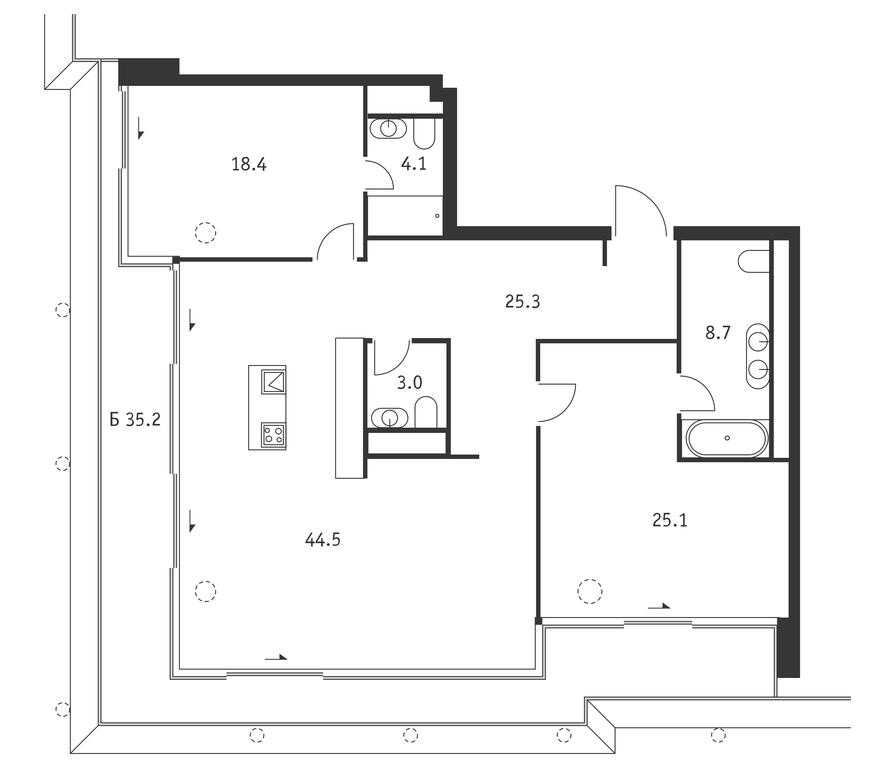 1-BD Apartment Sale, 139.7 sq. m. at Badaevskiy, Kutuzovsky Avenue, 12с3, Moscow, Russia #1