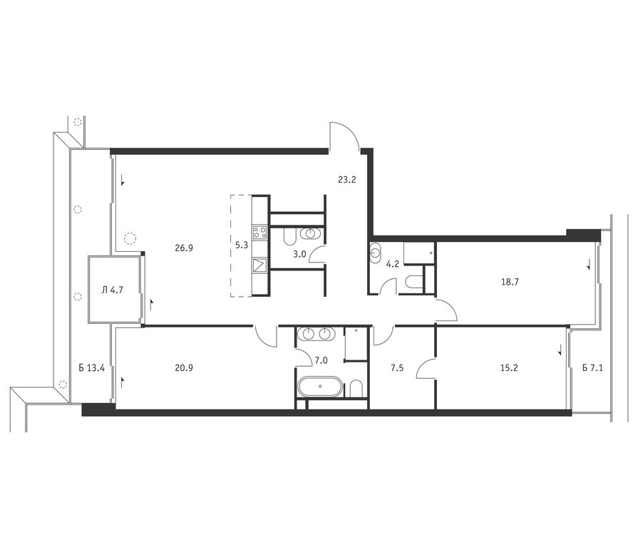 3-BD Apartment Sale, 140.4 sq. m. at Badaevskiy, Kutuzovsky Avenue, 12с3, Moscow, Russia #1