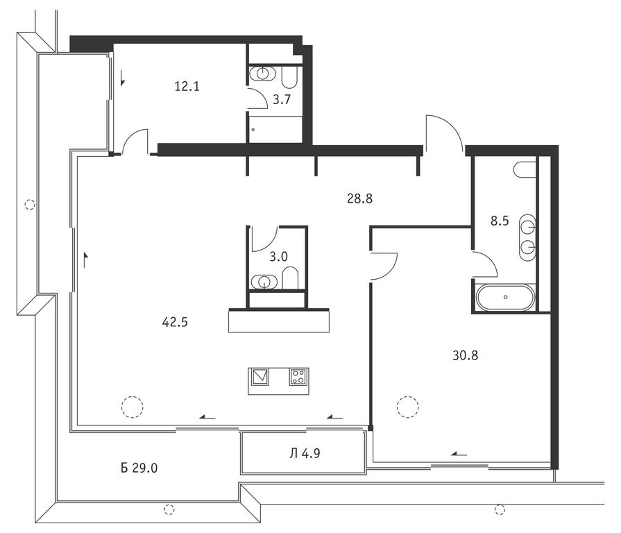 1-BD Apartment Sale, 140.6 sq. m. at Badaevskiy, Kutuzovsky Avenue, 12с3, Moscow, Russia #1 1-BD Apartment Sale, 140.6 sq. m. at Badaevskiy, Kutuzovsky Avenue, 12с3, Moscow, Russia #1