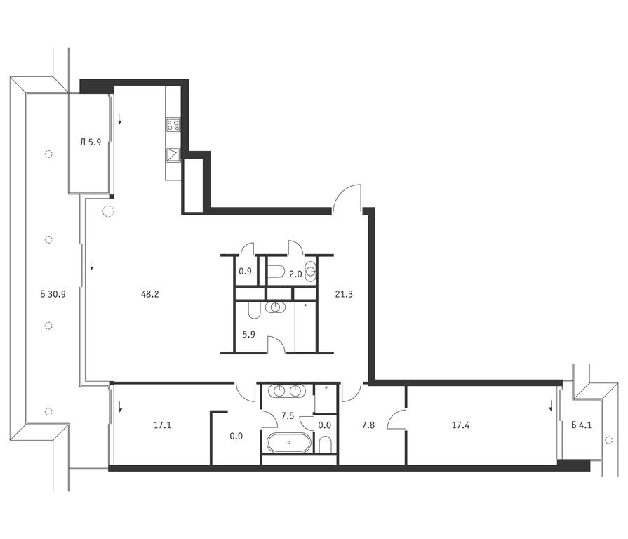 1-BD Apartment Sale, 141.6 sq. m. at Badaevskiy, Kutuzovsky Avenue, 12с3, Moscow, Russia #1 1-BD Apartment Sale, 141.6 sq. m. at Badaevskiy, Kutuzovsky Avenue, 12с3, Moscow, Russia #1