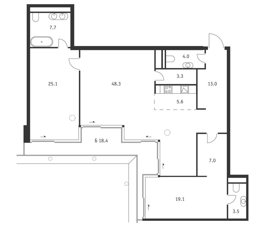 2-BD Apartment Sale, 142.1 sq. m. at Badaevskiy, Kutuzovsky Avenue, 12с3, Moscow, Russia #1 2-BD Apartment Sale, 142.1 sq. m. at Badaevskiy, Kutuzovsky Avenue, 12с3, Moscow, Russia #1