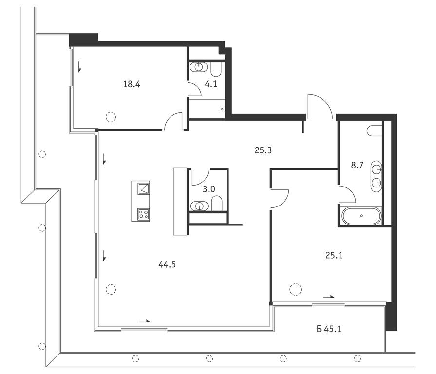 1-BD Apartment Sale, 142.6平方米 at Badaevskiy, Kutuzovsky Avenue, 12с3, Moscow, Russia #1