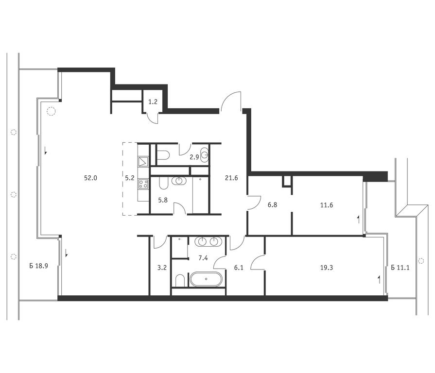 2-BD Apartment Sale, 152.1平方米 at Badaevskiy, Kutuzovsky Avenue, 12с3, Moscow, Russia #1
