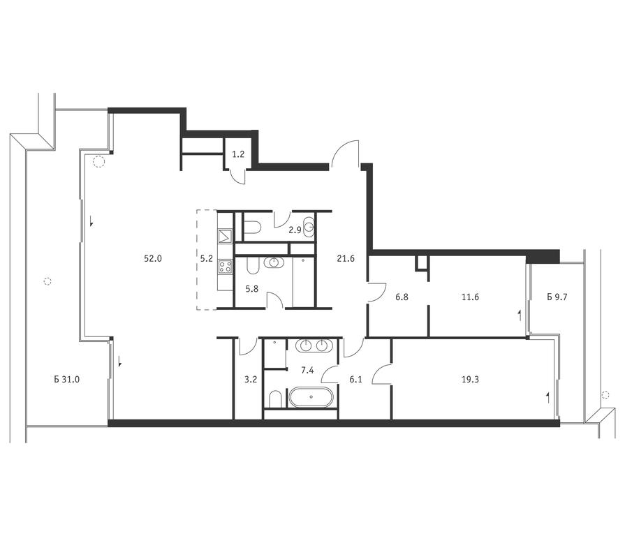 2-BD Apartment Sale, 155.3平方米 at Badaevskiy, Kutuzovsky Avenue, 12с3, Moscow, Russia #1 2-BD Apartment Sale, 155.3平方米 at Badaevskiy, Kutuzovsky Avenue, 12с3, Moscow, Russia #1