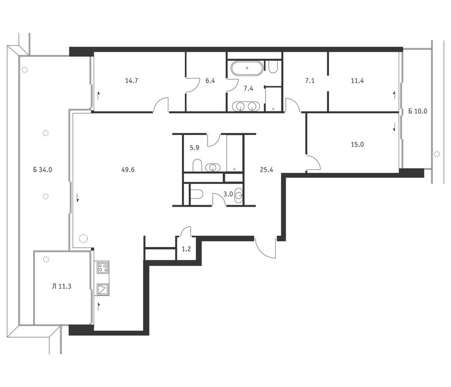 2-BD Apartment Sale, 166 sq. m. at Badaevskiy, Kutuzovsky Avenue, 12с3, Moscow, Russia #1
