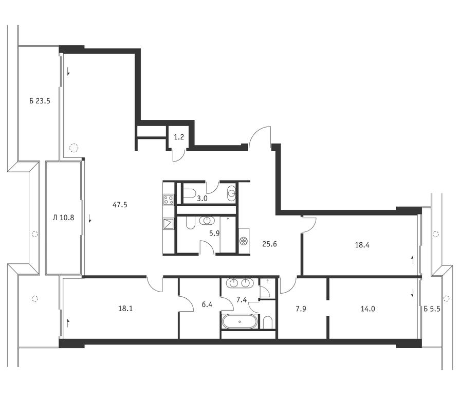 2-BD Apartment Sale, 169.6平方米 at Badaevskiy, Kutuzovsky Avenue, 12с3, Moscow, Russia #1 2-BD Apartment Sale, 169.6平方米 at Badaevskiy, Kutuzovsky Avenue, 12с3, Moscow, Russia #1