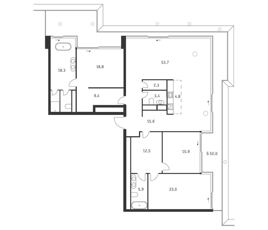 3-BD Apartment Sale, 199.2 sq. m. at Badaevskiy, Kutuzovsky Avenue, 12с3, Moscow, Russia #1
