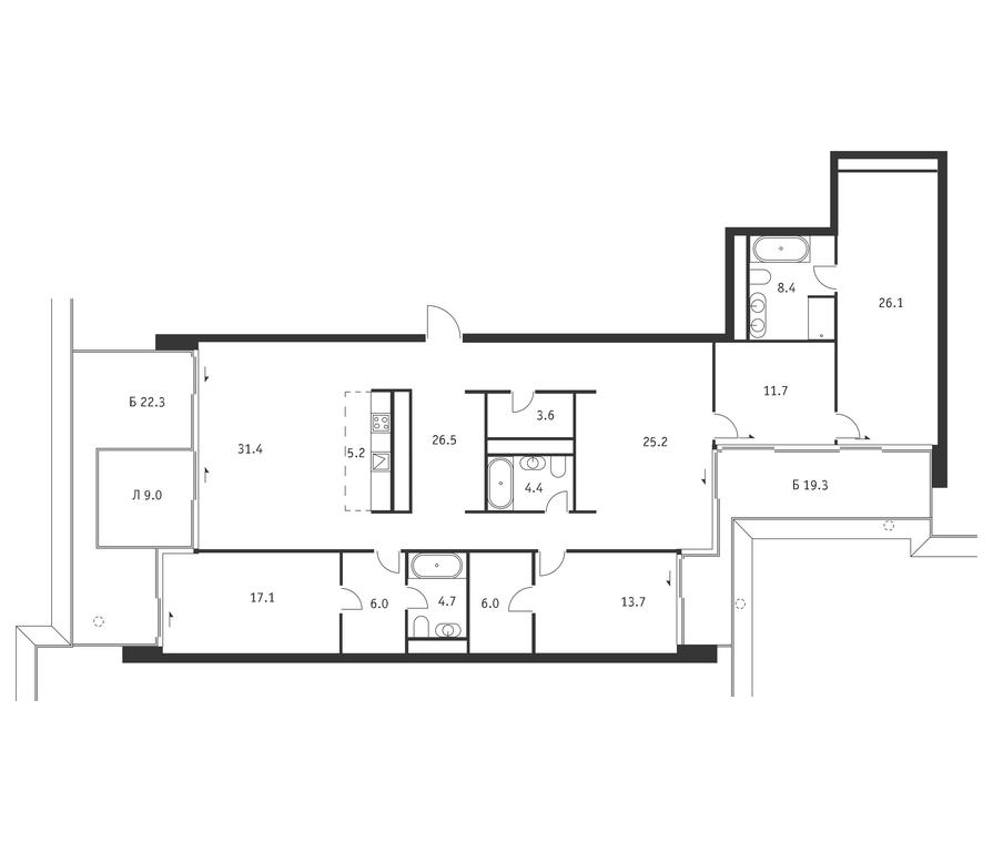 4-BD Apartment Sale, 207 sq. m. at Badaevskiy, Kutuzovsky Avenue, 12с3, Moscow, Russia #1 4-BD Apartment Sale, 207 sq. m. at Badaevskiy, Kutuzovsky Avenue, 12с3, Moscow, Russia #1