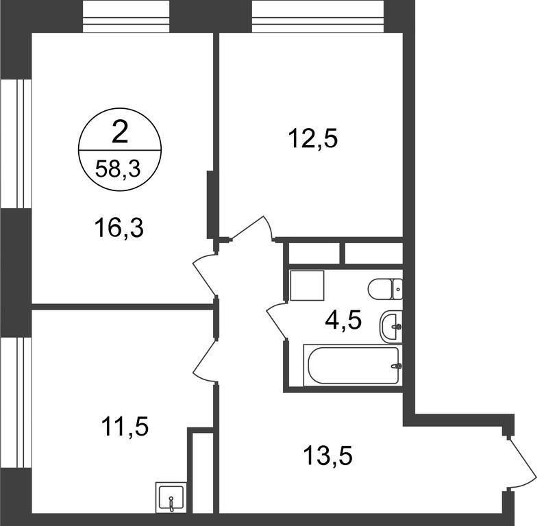 2-BD Apartment Sale, 58.3 sq. m. at Pervyi Moskovskiy, ulitsa Bianki, 1, Moskovskiy, Moscow, Russia #1