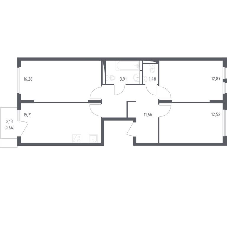 2-BD Apartment Sale, 75.07 sq. m. at Ostafevo, Ostafyevskoe Highway, 12к1, Ryazanovskoe Settlement, Moscow, Russia #1 2-BD Apartment Sale, 75.07 sq. m. at Ostafevo, Ostafyevskoe Highway, 12к1, Ryazanovskoe Settlement, Moscow, Russia #1