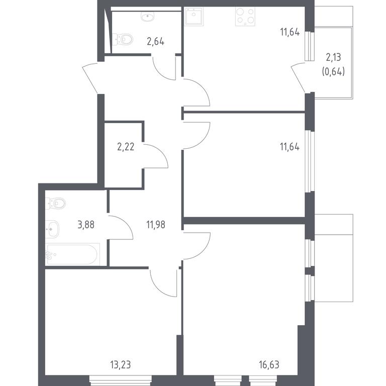 2-BD Apartment Sale, 74.5 sq. m. at Ostafevo, Ostafyevskoe Highway, 12к1, Ryazanovskoe Settlement, Moscow, Russia #1 2-BD Apartment Sale, 74.5 sq. m. at Ostafevo, Ostafyevskoe Highway, 12к1, Ryazanovskoe Settlement, Moscow, Russia #1