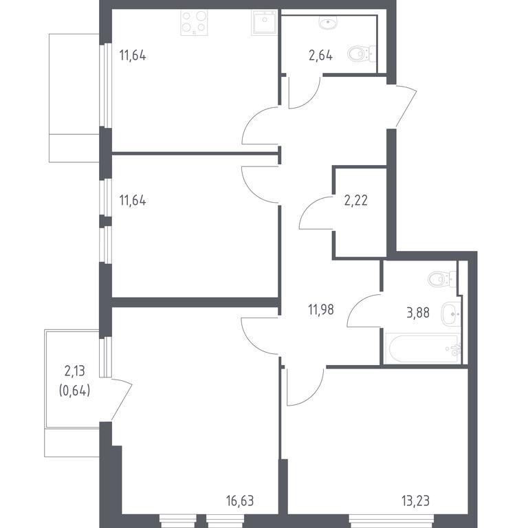 2-BD Apartment Sale, 74.5 sq. m. at Ostafevo, Ostafyevskoe Highway, 12к1, Ryazanovskoe Settlement, Moscow, Russia #1 2-BD Apartment Sale, 74.5 sq. m. at Ostafevo, Ostafyevskoe Highway, 12к1, Ryazanovskoe Settlement, Moscow, Russia #1