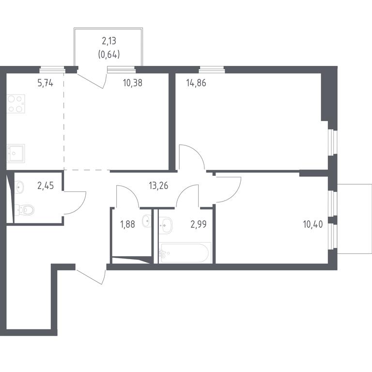 1-BD Apartment Sale, 62.6平方米 at Ostafevo, Ostafyevskoe Highway, 12к1, Ryazanovskoe Settlement, Moscow, Russia #1 1-BD Apartment Sale, 62.6平方米 at Ostafevo, Ostafyevskoe Highway, 12к1, Ryazanovskoe Settlement, Moscow, Russia #1