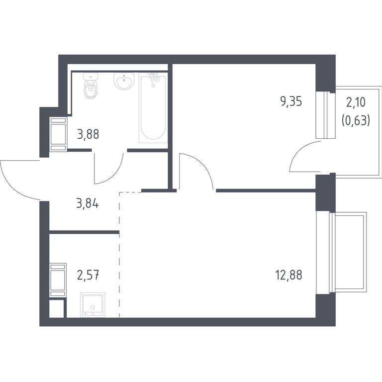 Apartment Sale, 32.8平方米 at Tomilino Park, 1-y kvartal, posyolok Zhilino-1, Lubertsy City District, Moscow Region, Russia #1
